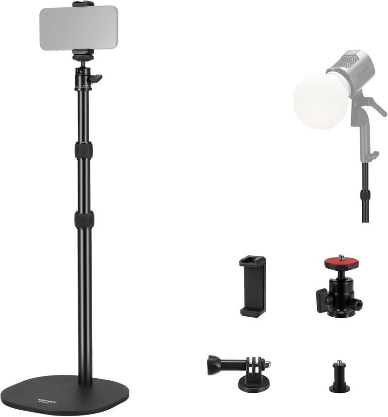 Universal Smartphone Desk Stand with Dual Height Adjustment and Round Base Stability, Phone Holder for Online Lessons, Video Calls, Filming Content and Home Office Desk - Image 4