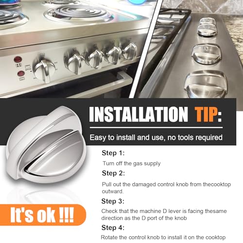 TOHAXPLS WB03T10284 Oven Knobs Replacements for GE, Stove Knobs Replacements - Replaces 191D5100 1373043 AP4346312 AH2321076 EAP2321076 PS2321076, 5 Pack - Image 3