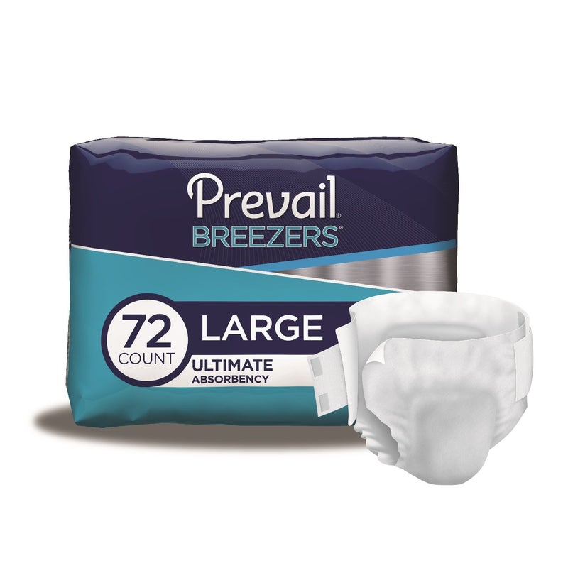 Prevail Breezers Incontinence Briefs Unisex Adult Incontinence Briefs with Tabs Ultimate Absorbenc Large 72 Count 4 Packs of 18 - Image 3