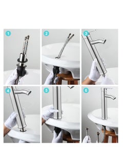 YOMYM YOMYM Wash Basin Mixer Faucet,Bathroom Basin Faucet,Water Mixer Kitchen Hot and Cold Water, Single Tap for Sink, Bathroom Sink Faucets with Included Hoses  - Image 2