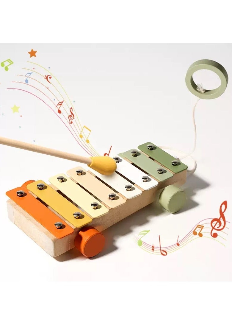 مجموعة ألعاب موسيقية خشبية مكونة من 7 قطع، أدوات إيقاع خشبية للأطفال لتعليم مرحلة ما قبل المدرسة، هدية للأطفال - Image 3