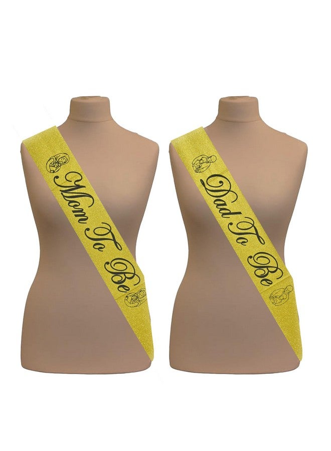 AMAROBA Mom to Be & Dad to Be Sash Set for Baby Shower - Satin Material, Adjustable Size, Gold Color - Maternity Party Decoration for Parents to Be, Comfortable Fit Over Shoulder - Image 3