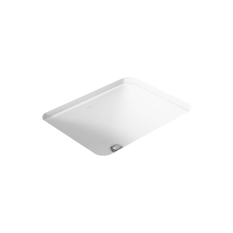 KOHLER 20000-0 Caxton Rectangle Undermount Bathroom Sink, Bathroom Vanity Sink with Overflow Drain, 20-1/4 L x 15-11/16 W, White - Image 1