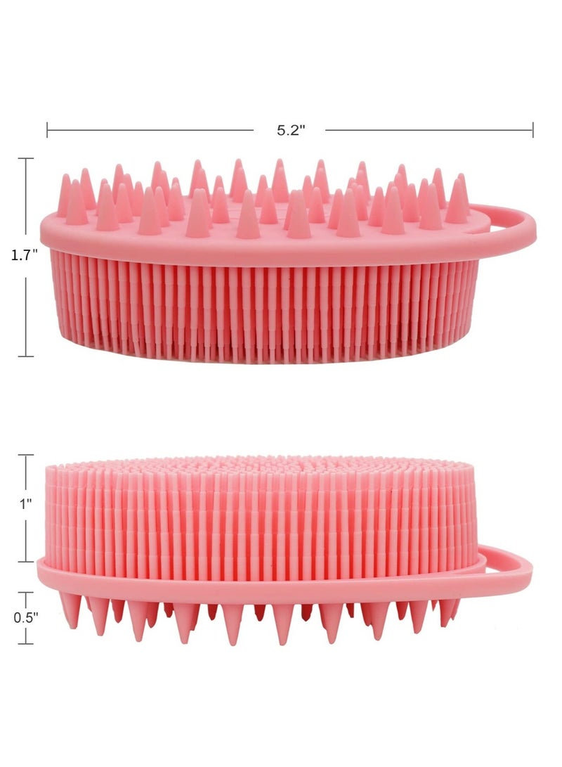 2-in-1 Silicone Shower & Scalp Brush – Pink Body Scrubber and Shampoo Massager, Quick Lathering & Easy to Clean (1PC) - Image 5