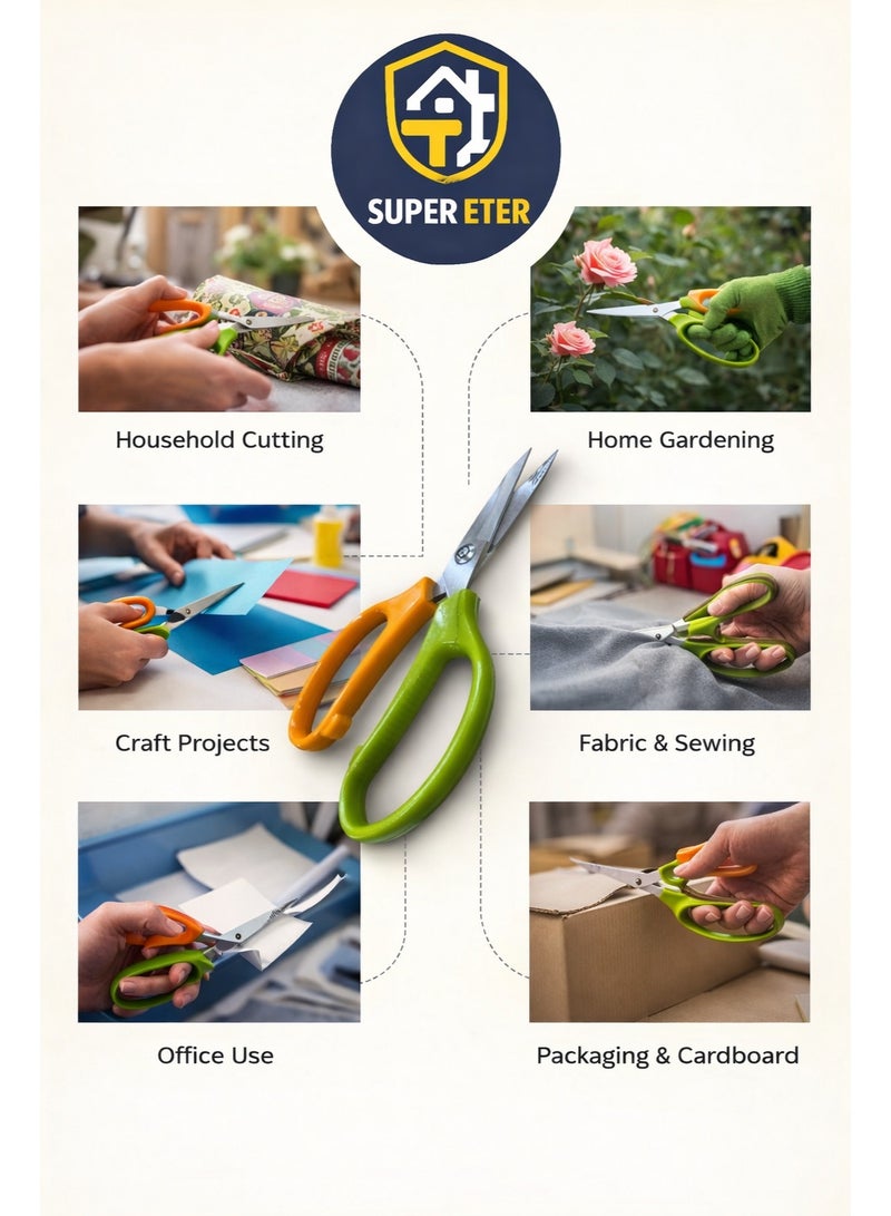 سوبر  ايتير مقص احترافي متعدد الاستخدامات SUPER ETER – موديل 10004996 – شفرة فولاذية SK-5 فائقة الحدة – قبضة مريحة – مناسب للمنزل والحديقة والصناعات - Image 5