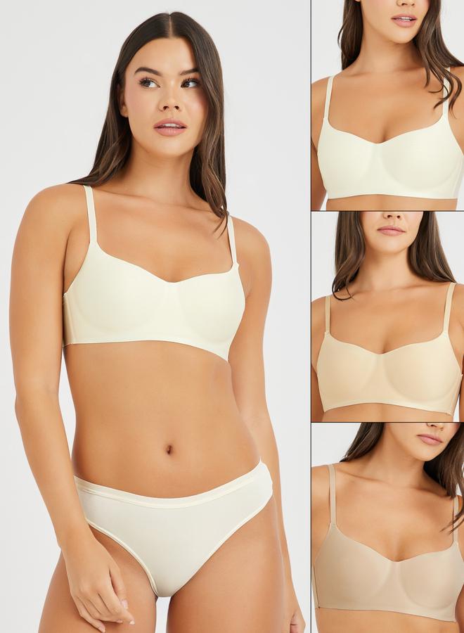 Styli Styli Pack of 3 - Padded Non-Wired Bonded T-Shirt Bra  - Image 1
