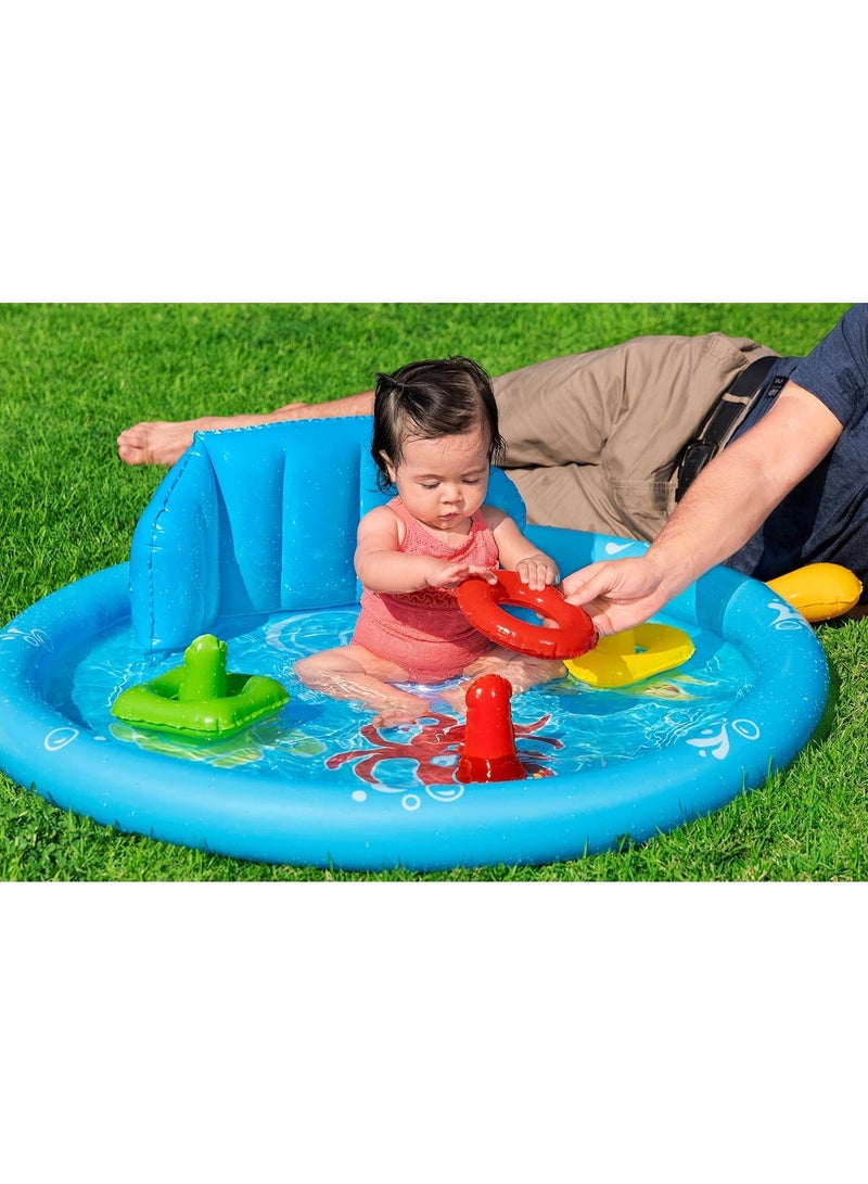 Bestway Seashapes Splash Pad | Baby Sensory Water Pool, with Backrest, Sunshade and Games, 6 Months + - Image 5