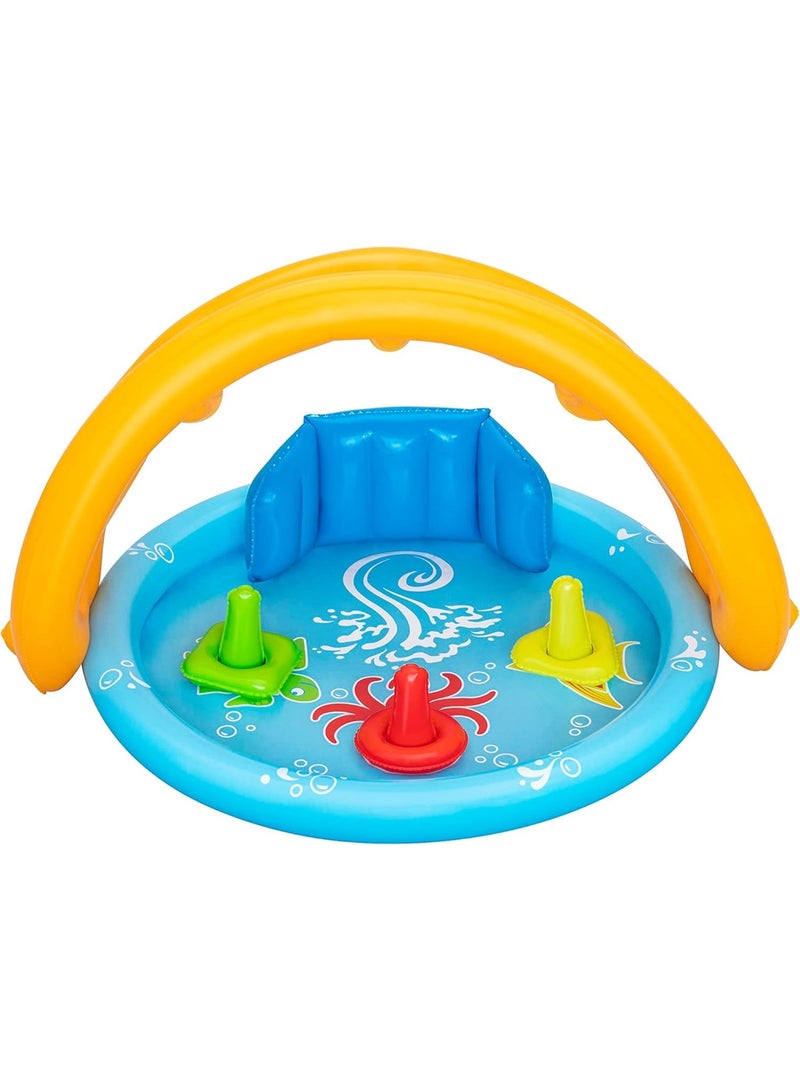 Bestway Seashapes Splash Pad | Baby Sensory Water Pool, with Backrest, Sunshade and Games, 6 Months + - Image 1