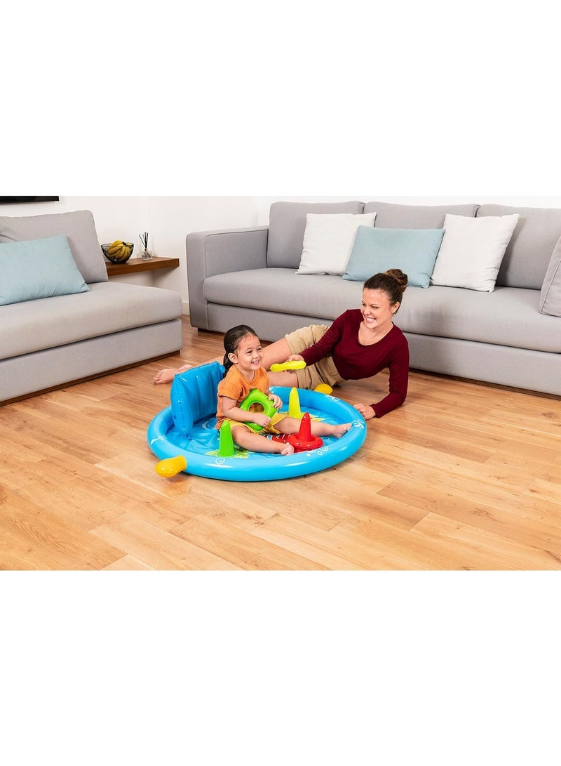 Bestway Seashapes Splash Pad | Baby Sensory Water Pool, with Backrest, Sunshade and Games, 6 Months + - Image 2