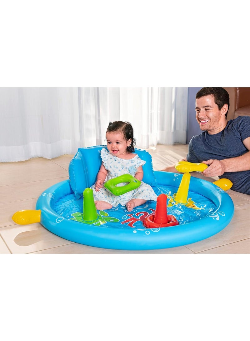 Bestway Seashapes Splash Pad | Baby Sensory Water Pool, with Backrest, Sunshade and Games, 6 Months + - Image 3