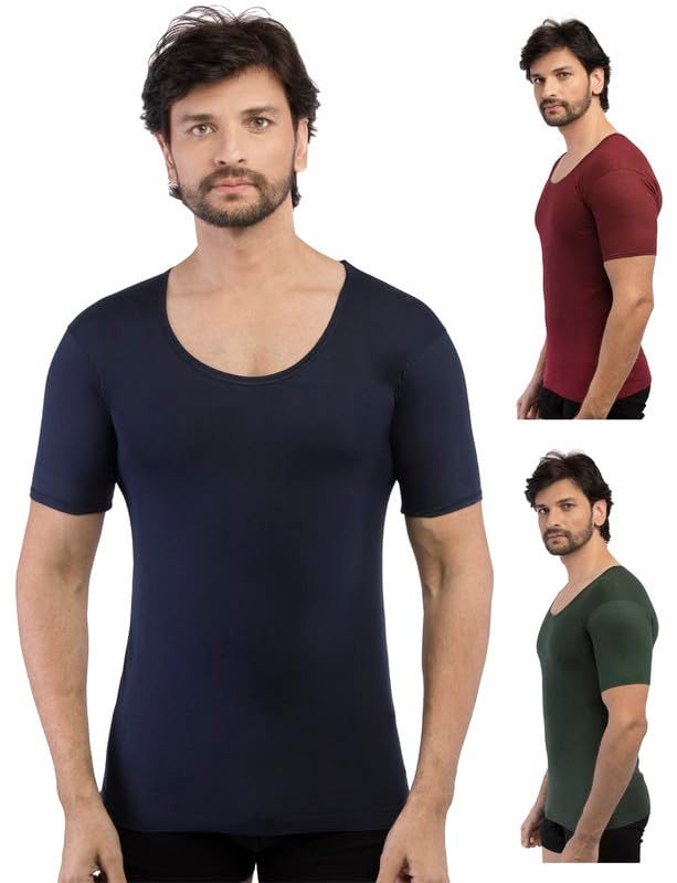 VIP Supreme Men's Round Neck Half Sleeve 100% Cotton Vest - Assorted Colours | Pack of 3 - Image 1