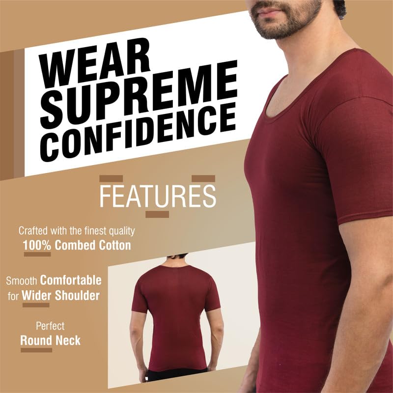 VIP Supreme Men's Round Neck Half Sleeve 100% Cotton Vest - Assorted Colours | Pack of 3 - Image 5