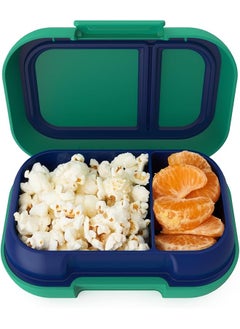 Bentgo Kids Snack 2 Compartment Leak Proof Bento Style Food Storage For Snacks And Small Meals Easy Open Latch Dishwasher Safe And Bpa Free Ideal For Ages 3 Plus Green Navy  - Image 1
