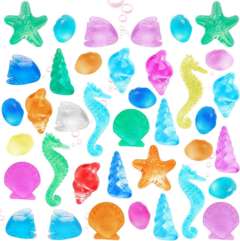 HAPTIME 80 Pcs Seashells, Sensory Bin Filler, Diving Gem Pool Toys for Kids, Plastic Sea Shells for Crafting, Little Mermaid Table Decorations, Vase Filler - Image 1