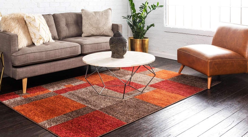 Unique Loom Autumn Collection Modern Contemporary Casual Abstract Area Rug, 5' 3" x 8', Multi/Dark Brown - Image 2