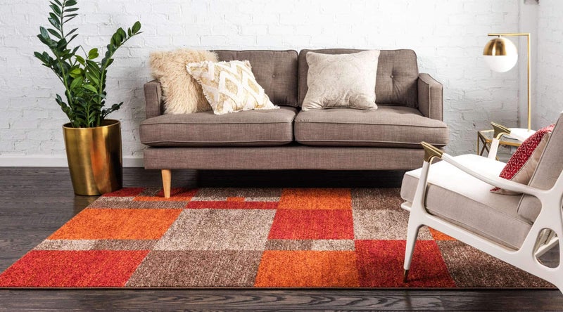 Unique Loom Autumn Collection Modern Contemporary Casual Abstract Area Rug, 5' 3" x 8', Multi/Dark Brown - Image 3