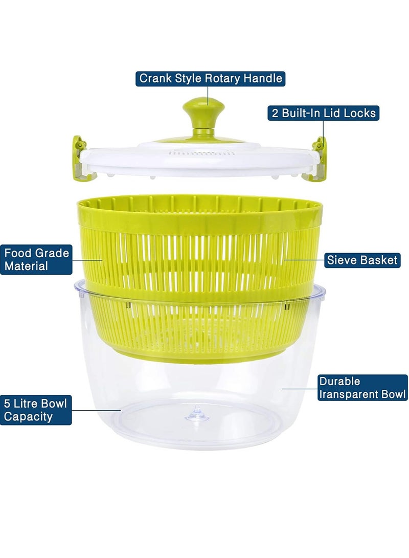 ELTRAZONE Large Salad Spinner (5 Quarts) – Quick Dry Design for Fruits, Vegetables & Lettuce – Effortless Drying for Tastier Salads & Faster Food Prep - Image 2