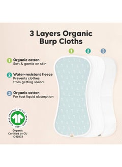 KeaBabies Organic Burp Cloths for Baby Boys and Girls - 5-Pack Super Absorbent Burping Cloth, Burp Clothes, Soft & Plush Newborn Towel, Milk Spit Up Rags, Burpy Cloth Bib for Unisex, Burping Rags  - Image 4