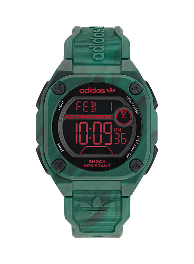 حافظة ريزين بنمط أخضر مع قناع أحمر وحزام ريزين بنمط أخضر