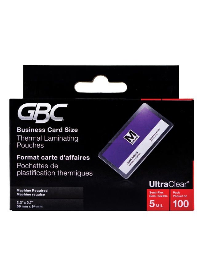 GBC Laminating Sheets, Thermal Laminating Pouches, Business Card Size, 5 Mil, HeatSeal UltraClear, 100 Pack (51005) - Image 1