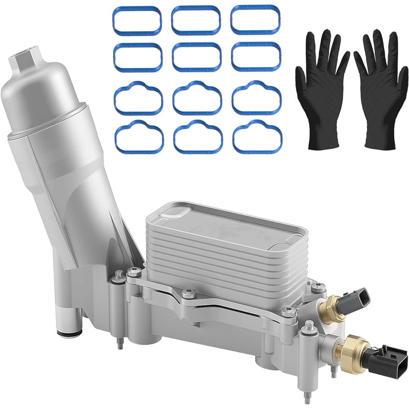 XINLIN 926876 926959 Upgraded ALL Aluminum Engine Oil Filter Housing with Oil Cooler and Sensors for 20112016 Dodge Journey Charger Challenger Durango Avenger Wrangler Grand Cherokee 200 300