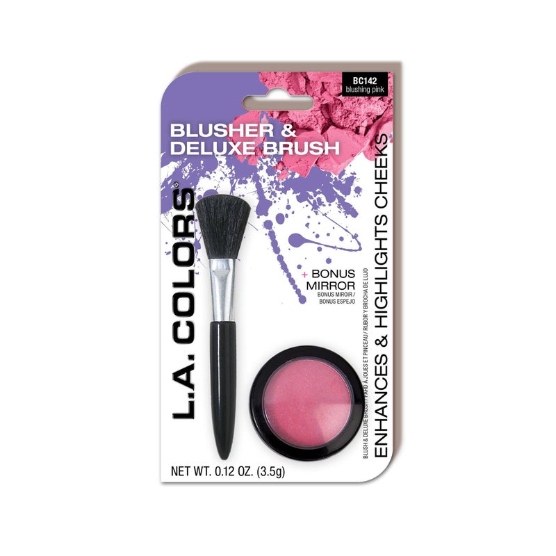 LA COLORS Blusher Deluxe Brush carded Blushing Pink CBC142A