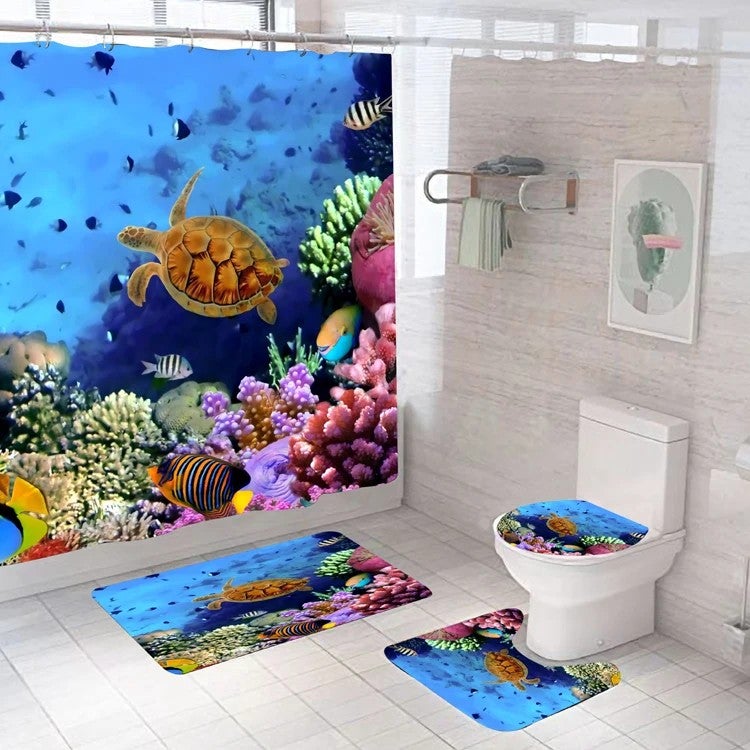 Y&D Chinese Manufacture Curtain for Bathroom Rug Set Printed Bath Curtain Shower Curtain Set - Image 1