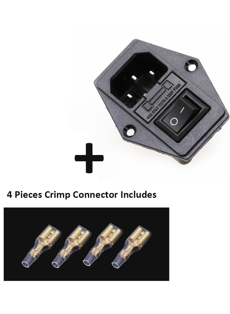 Power Rocker Switch IEC 3 Pin 320 C14 Inlet Power Sockets Switch Connector Plug 10A 250V  - Image 3