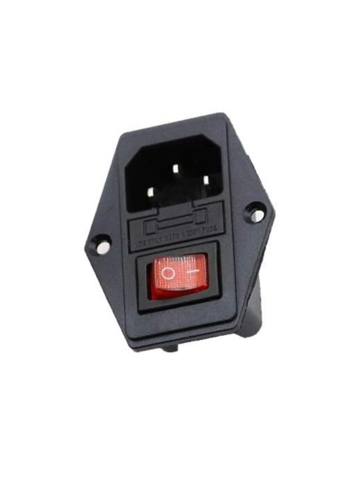 Power Rocker Switch IEC 3 Pin 320 C14 Inlet Power Sockets Switch Connector Plug 10A 250V  - Image 1