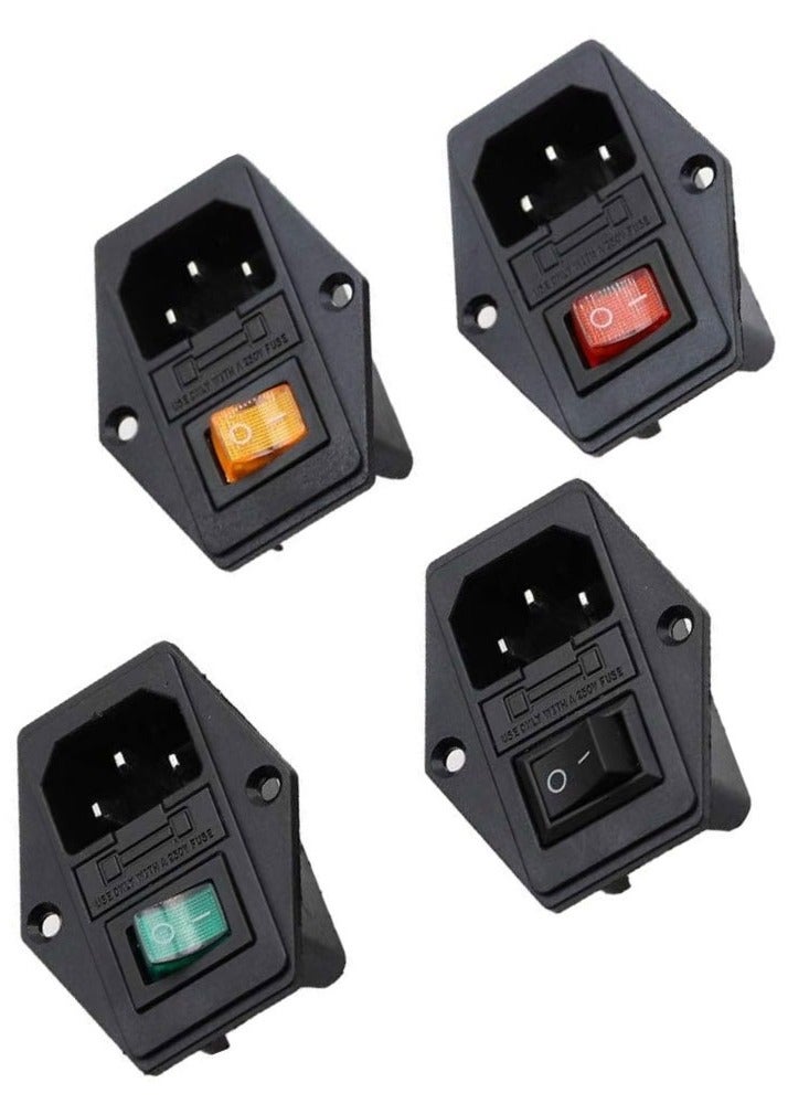 Power Rocker Switch IEC 3 Pin 320 C14 Inlet Power Sockets Switch Connector Plug 10A 250V  - Image 2