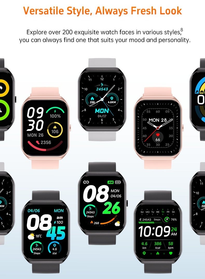 CX2 Smart Watch, Waterproof Bluetooth Calling Smart Wrist Bracelet, Comfortable Quick Charging Activity Tracker With Heart Rate Blood Oxygen Measurement, (1pc, Black) - Image 4