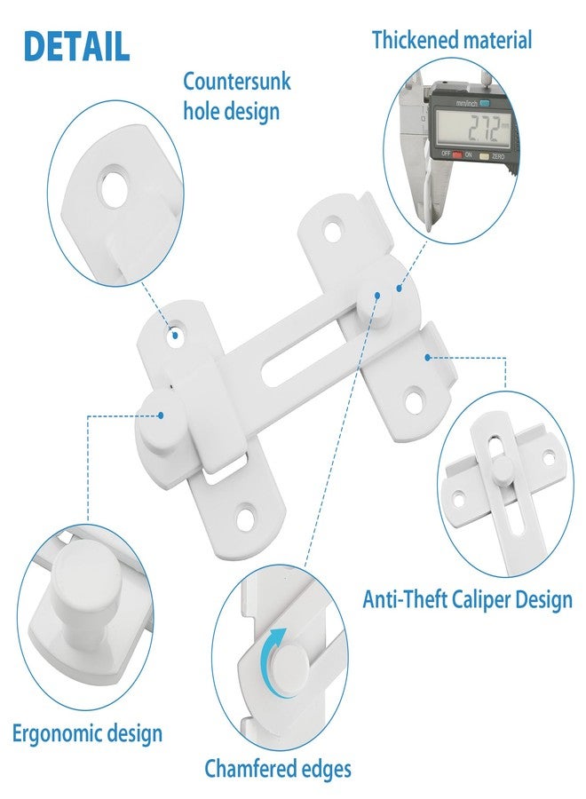 Alise SUS304 Stainless Steel Gate Latches Pet Door Latch Bolt Lock Heavy Duty Flip Latch 2.5mm-Thick,MS9500-W White Finish - Image 4