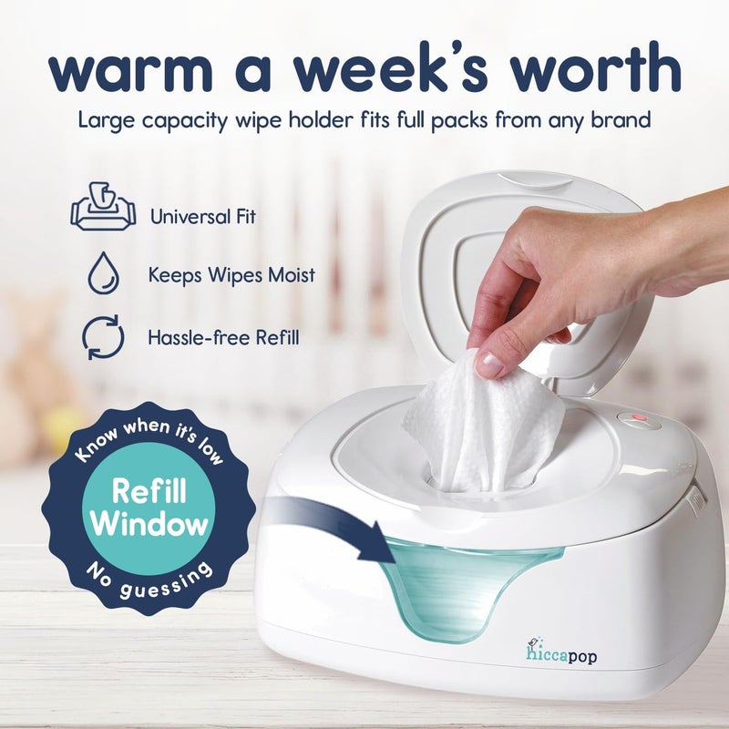 Hiccapop Baby Wipe Warmer and Baby Wet Wipes Dispenser | Baby Wipes Warmer for Babies | Diaper Wipe Warmer with Changing Light, White - Image 3