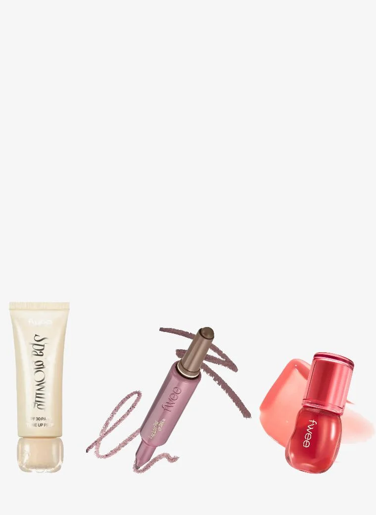 Essential Glow & Define Makeup Set: Face Prep, Eye Shadow & Volumizing Gloss