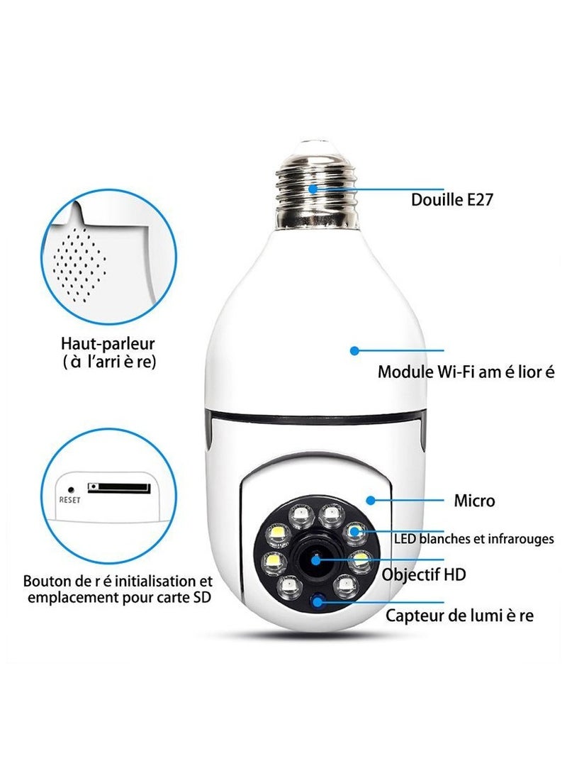 Generic Dual-Band 5G WiFi Light Bulb Surveillance Camera – Indoor/Outdoor HD Security with Night Vision & Voice Intercom  - Image 3