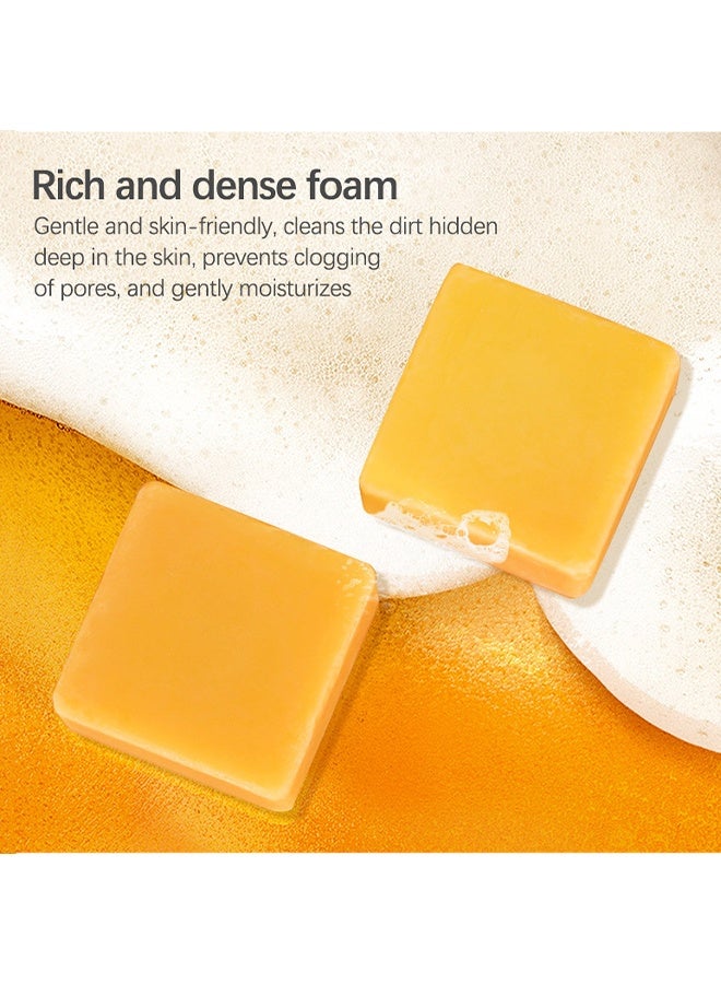 LIYALAN Turmeric Soap，for Face、Body Smooth Skin,Deep Cleansing, Natural Vegan Handmade Soap Sensitive Skin Formula 110g - Image 5
