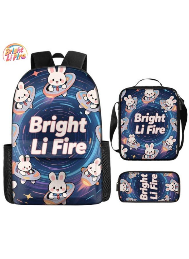 واضح من النار مجموعة من ثلاث قطع من حقائب الرسوم المتحركة، تتعامل بسهولة مع المناسبات المختلفة (الطلاب والأطفال ونزهات الأصدقاء وتسلق الجبال والدراسة وما إلى ذلك) | حقيبة ظهر + حقيبة محمولة باليد + حقيبة قرطاسية | هدايا الموسم المدرسي / العطلات - 34 - Image 1