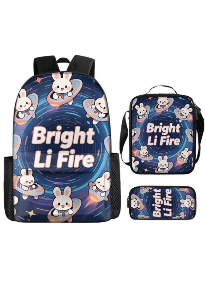 واضح من النار مجموعة من ثلاث قطع من حقائب الرسوم المتحركة، تتعامل بسهولة مع المناسبات المختلفة (الطلاب والأطفال ونزهات الأصدقاء وتسلق الجبال والدراسة وما إلى ذلك) | حقيبة ظهر + حقيبة محمولة باليد + حقيبة قرطاسية | هدايا الموسم المدرسي / العطلات - 34 - Image 2
