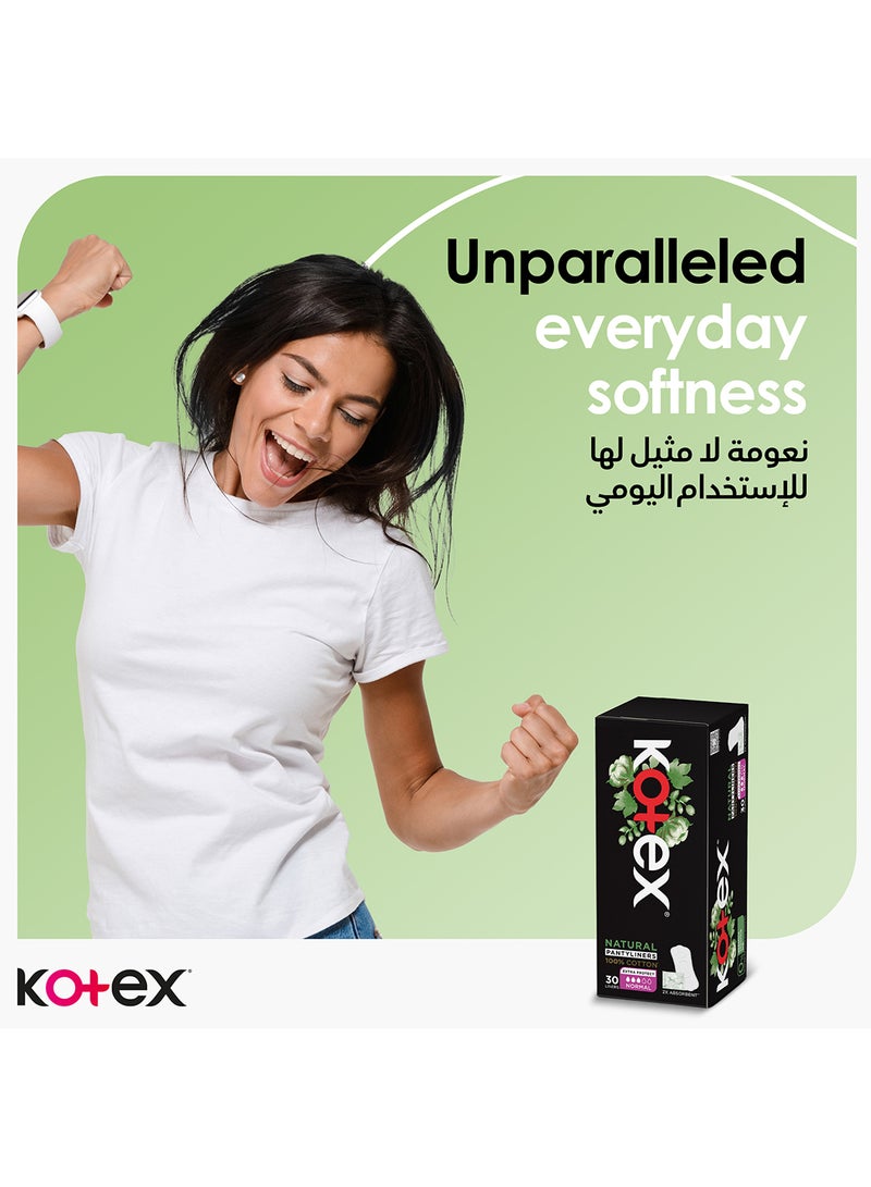 Kotex Natural Panty Liners, 100% Cotton, Normal Size, 30 Daily Panty Liners - view 4