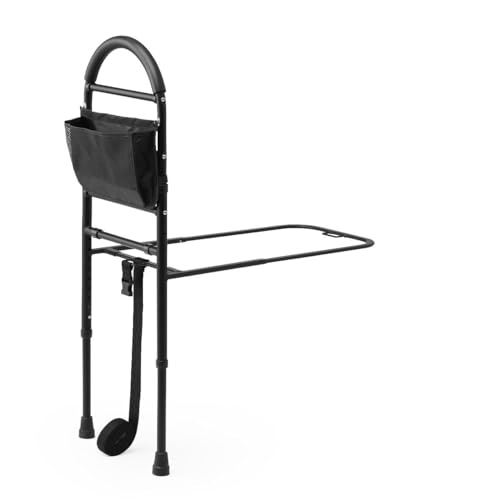 Medline Bed Assist Bar with Storage Pocket Height Adjustable Bed Rail for Elderly Adults Assistance for Getting In and Out of Bed at Home