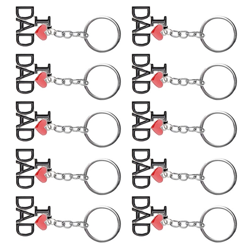10Pcs Keychain Alloy Material Heart Pendant Family Birthday Present Key Ring DecorationMOM - Image 1