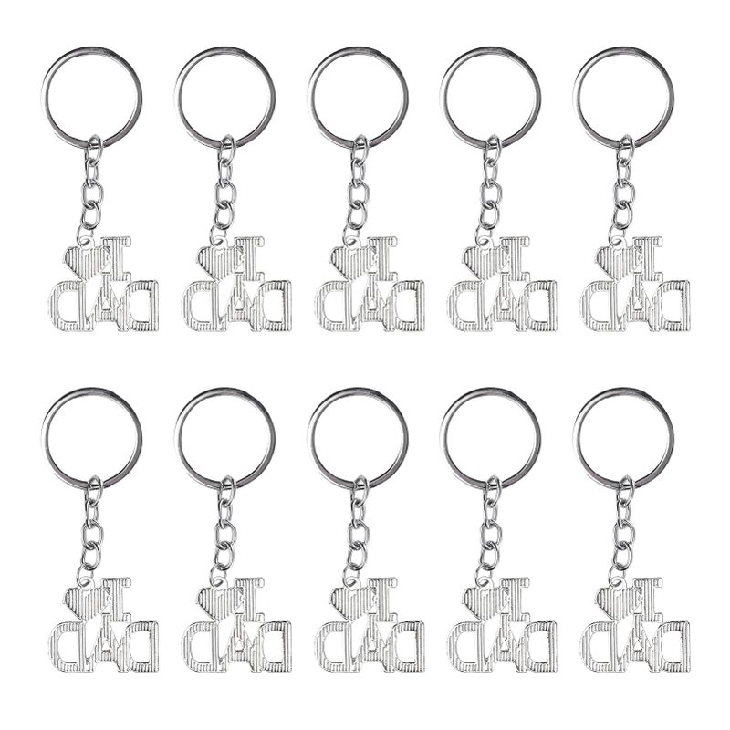 10Pcs Keychain Alloy Material Heart Pendant Family Birthday Present Key Ring DecorationMOM - Image 2