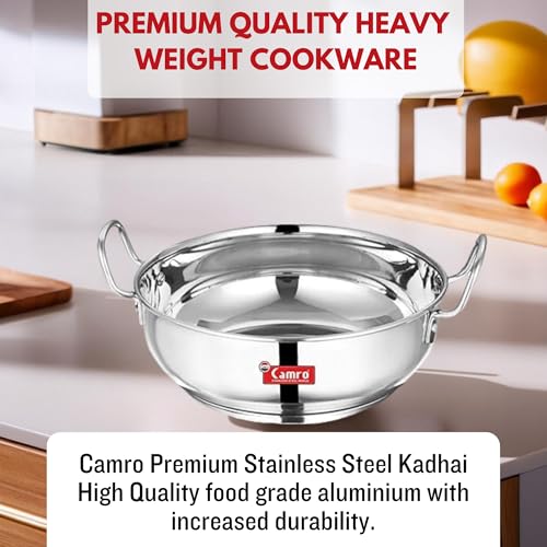 Camro kadhai Induction Bottom Stainless Steel 4.5 LTR (15 no) - Image 4
