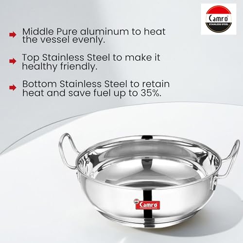 Camro kadhai Induction Bottom Stainless Steel 4.5 LTR (15 no) - Image 5