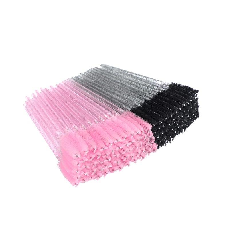 G2PLUS 200PCS Disposable Eyelash, Crystal Mascara Brushes Wands Applicator Makeup Kits for Makeup, Eyelash Extensions (Black + Pink) - Image 5
