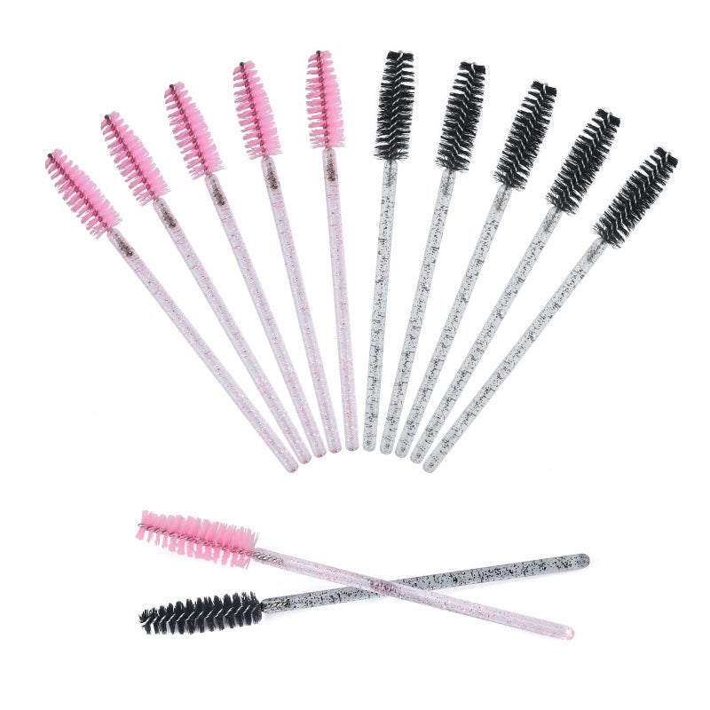 G2PLUS 200PCS Disposable Eyelash, Crystal Mascara Brushes Wands Applicator Makeup Kits for Makeup, Eyelash Extensions (Black + Pink) - Image 1