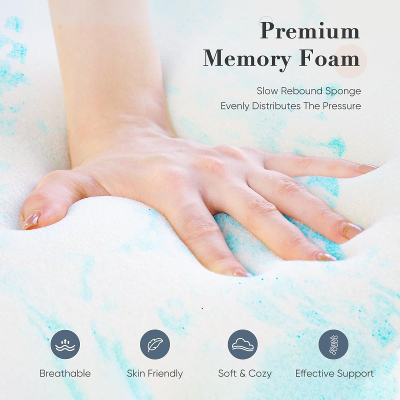 DUMOS Mattress Toppers Memory Foam Twin Size, 2 Inch Thick Bed Topper Pad Cooling Gel Infused Soft Comfy Padding Breathable for Sleeper Sofa Couch RV Camper, CertiPUR-US Certified, Blue - Image 4