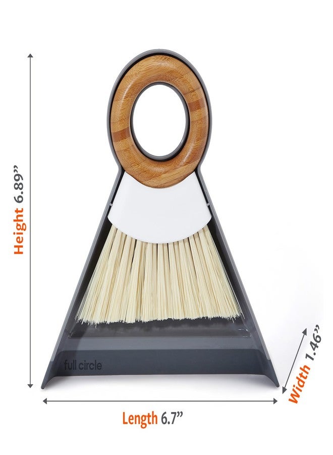 Full Circle Tiny Team Mini Compact Brush & Dustpan Set, Portable Handheld Broom for Quick Cleanups, Ideal for Home, Bathroom, Kitchen Countertops. Bamboo Hand Broom & Small Crumb Sweeper, White - Image 3