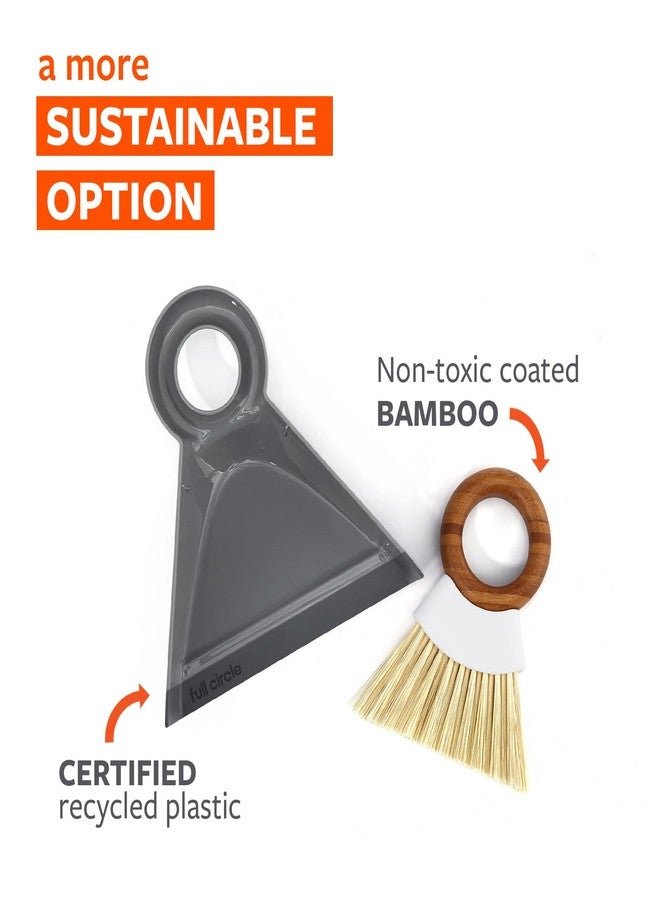 Full Circle Tiny Team Mini Compact Brush & Dustpan Set, Portable Handheld Broom for Quick Cleanups, Ideal for Home, Bathroom, Kitchen Countertops. Bamboo Hand Broom & Small Crumb Sweeper, White - Image 4