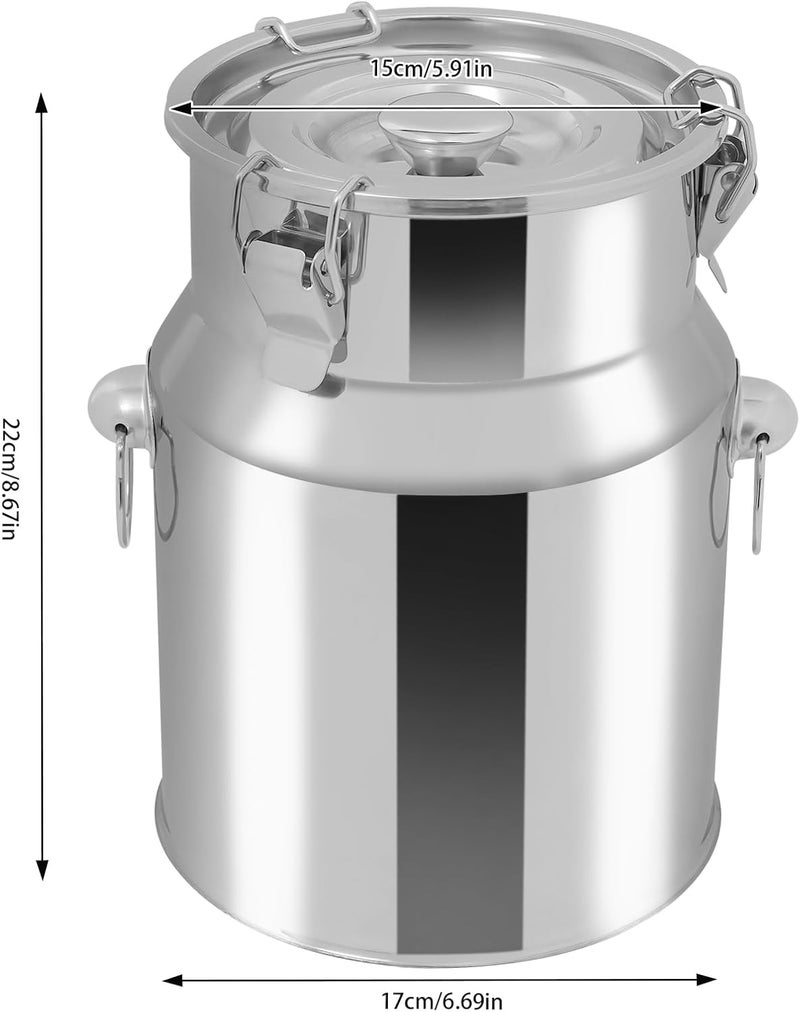 CHALIGHT 5L/1.32Gal Stainless Steel Milk Can 201 Stainless Steel Milk Jug Sealed Bucket Wine Pail Bucket Milk Can Liquid Storage Container w/Sealed Lid for Milk Wine Water Liquid - Image 2